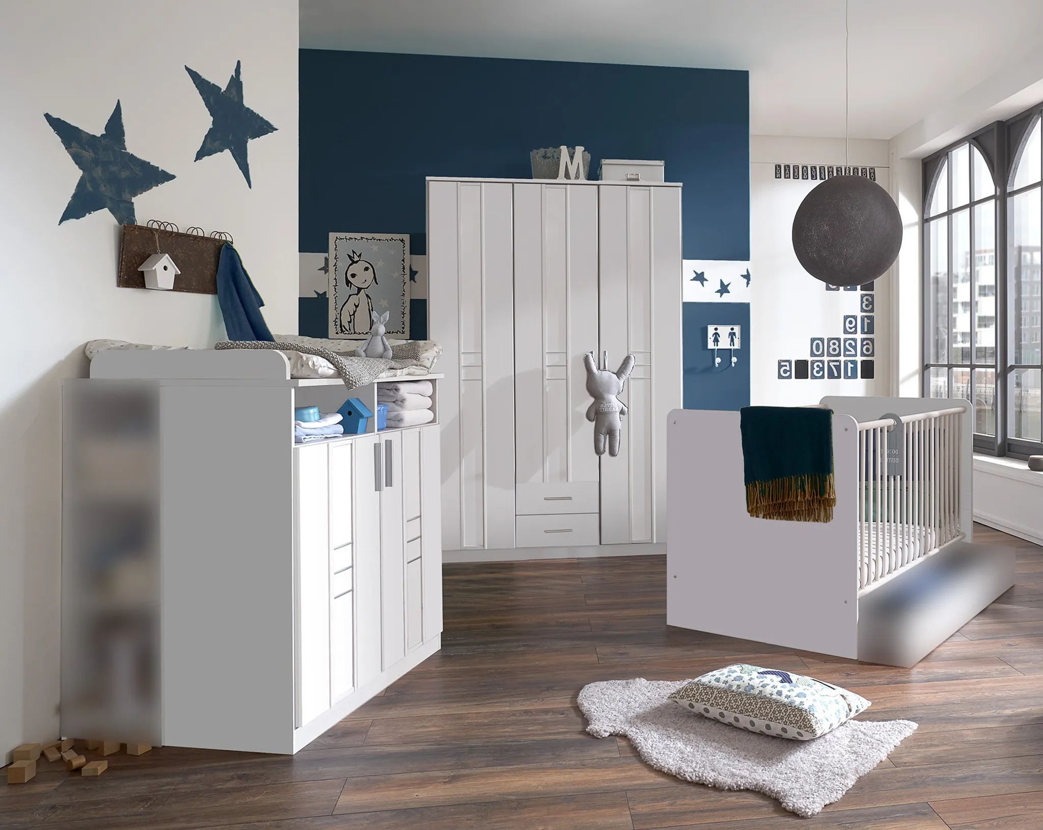 Babyzimmer Bela „Borkum“ de Luxe 3 teilig das Original mit Dämpfern und Softclose in Weiß